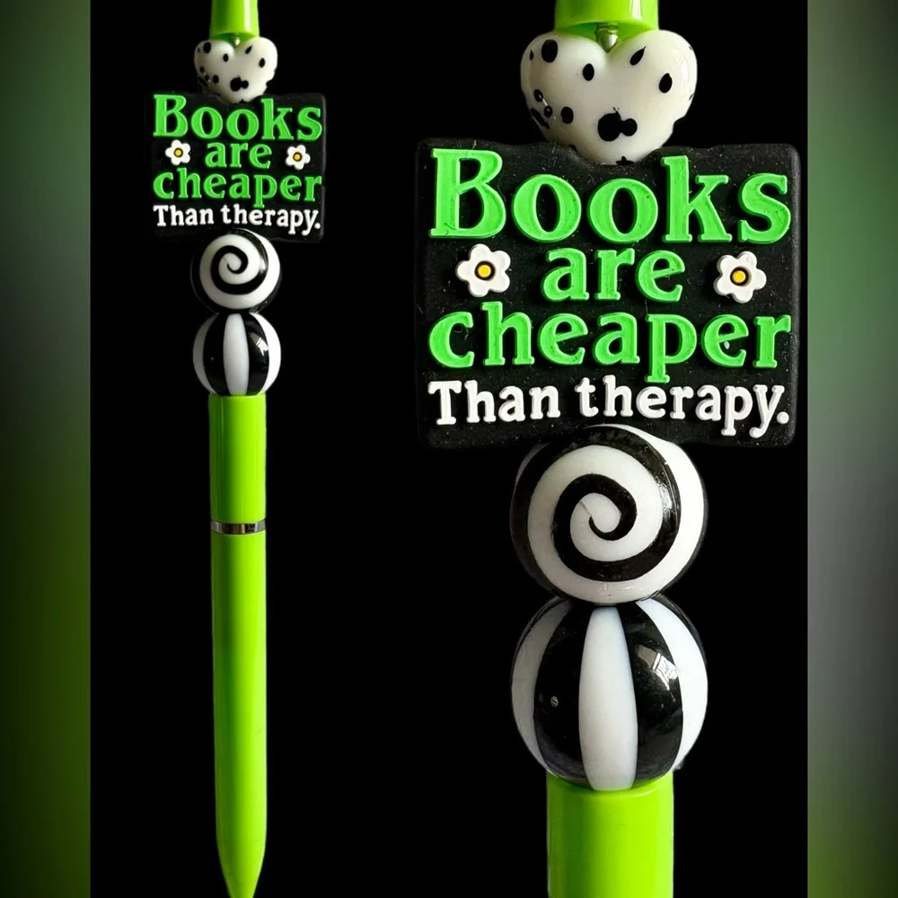 Books are Cheaper Than Therapy Custom Beaded Pen